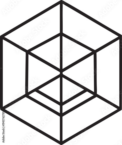 Isometric cube with interior lines creating a nested illusion