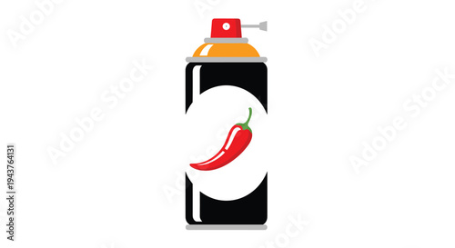Spray can of pepper spray for self defense featuring a red chili pepper logo on the label for personal security and safety concepts.