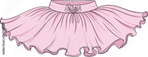 Pink ballet tutu skirt illustration isolated elegant dance costume for ballerina performance, classical ballet outfit with ruffles and soft fabric design