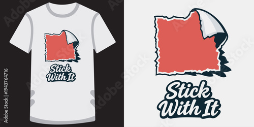 Creative tshirt design featuring a stylized geographic shape with a bold stick with it text message perfect for regional pride or thematic events
