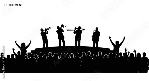 Retirement Celebration: Silhouette Band Performs for Cheering Crowd
