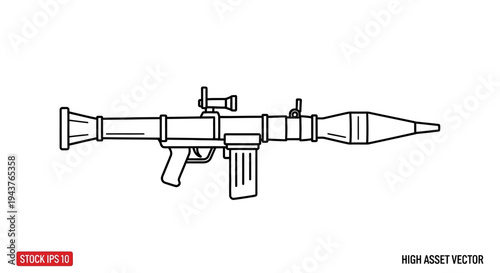 Rocket Launcher Weapon Icon, Military RPG Gun Vector Illustration