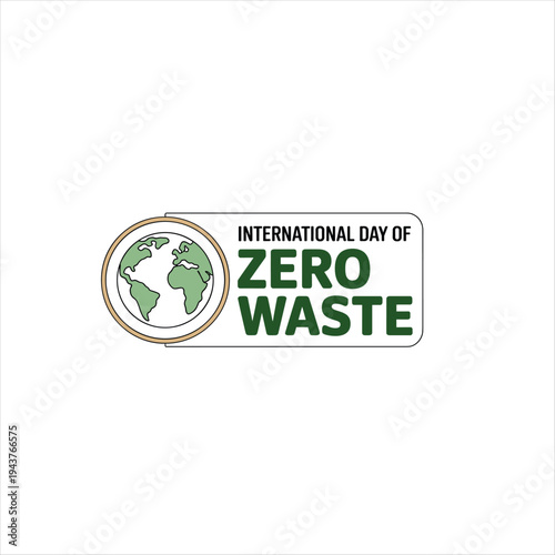 Green and brown globe with zero waste text earth
