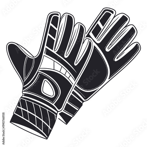 Vector illustration of black goalkeeper gloves