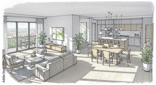 Modern Restaurant Interior with Elegant Dining Setup.