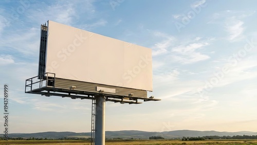 Blank billboard in rural landscape with ready for advertising and messages.