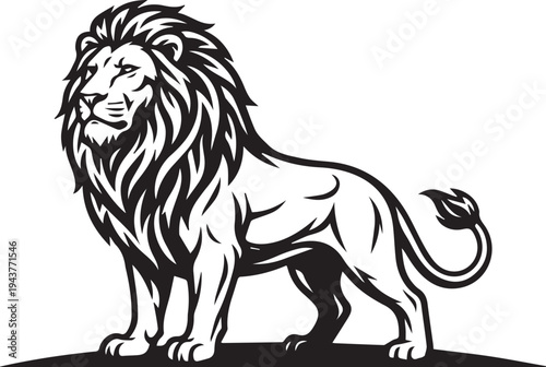 Lion roaring silhouette animal illustration vector