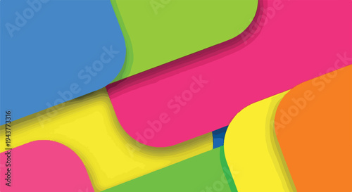 A vibrant abstract composition with layered curved shapes