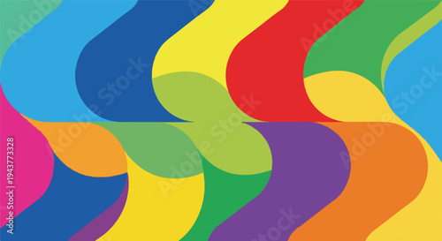 A vibrant abstract artwork featuring colorful, flowing shapes