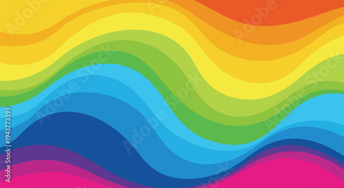 A vibrant abstract design with flowing, layered bands of color