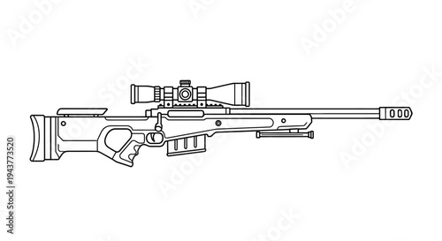 Sniper Rifle with Scope - Vector Illustration