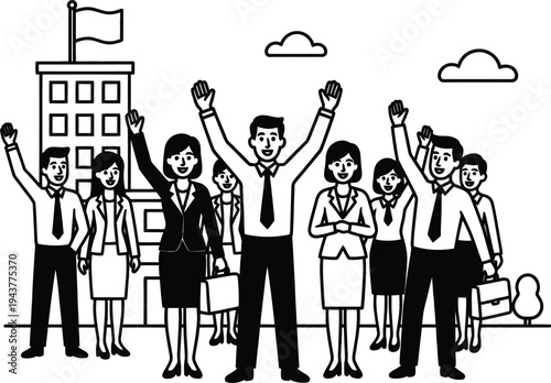 Vector illustration of business people & worker people celebrating labour day 