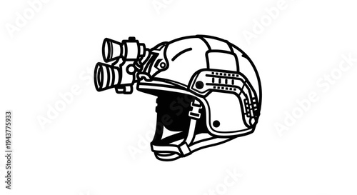 Tactical Helmet with Night Vision Goggles - Military Combat Gear Icon