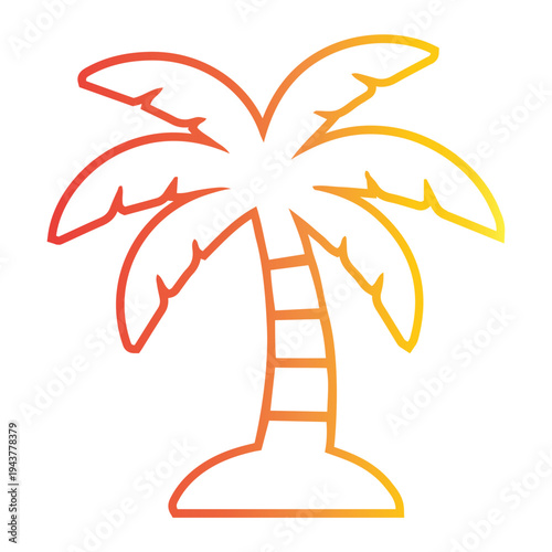A vibrant, gradient-colored tropical palm tree icon, symbolizing refreshing summer holidays, exotic travel destinations, and serene island getaways for a digital design