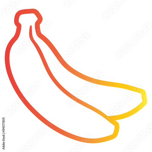 A modern, stylized outline illustration depicting two vibrant tropical bananas. This simple graphic embodies a healthy, delicious snack, perfect for natural energy and nutritious living