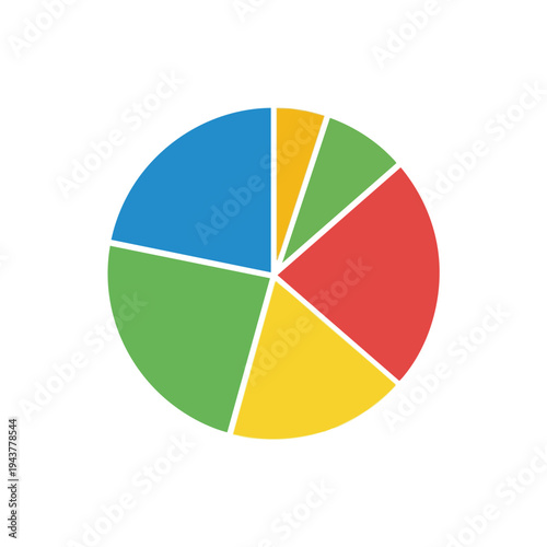 Free Download Colorful pie chart with six segments on a white background - GFXLoad