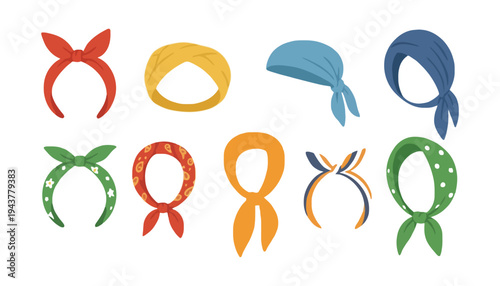 Headband vector illustrations in various colors and patterns