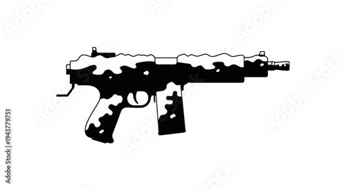 Camouflaged Assault Rifle Silhouette, Military Weapon, Combat Gear, Tactical Equipment