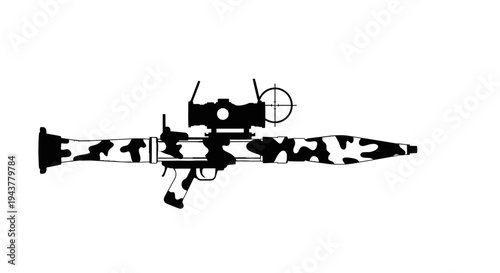 Camouflaged Rocket Launcher with Scope - Military Weapon Illustration