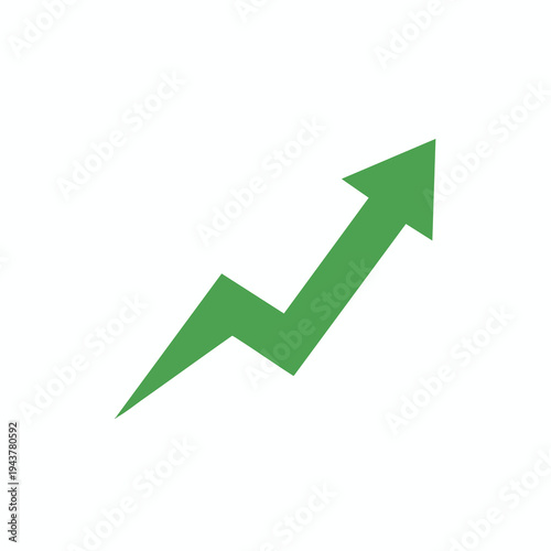 A green arrow diagram with sharp upward and downward movements