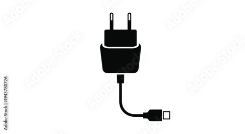 Black power adapter with usb connector a striking silhouette