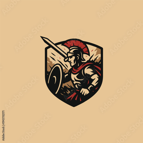 Roman Soldier in War Logo