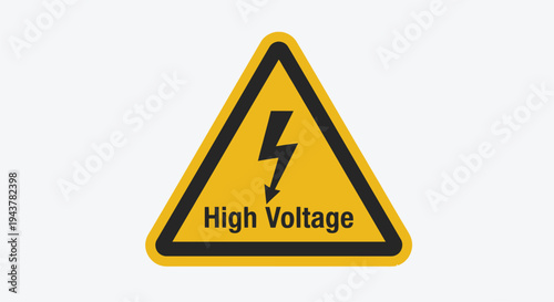 Yellow warning sign displaying a lightning bolt high voltage silhouette