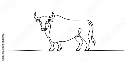 Cow animal continuous one line drawing minimalism design. Cow with Spots continuous one line drawing minimalism design. Cow line design. Simple animal silhouette decorative elements drawn.