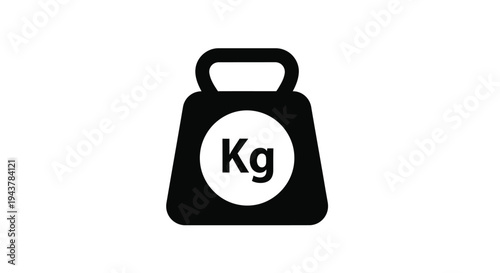 A simple black icon representing weight measurement kilogram silhouette