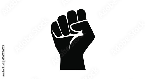 Raised fist symbol representing solidarity and resistance black silhouette