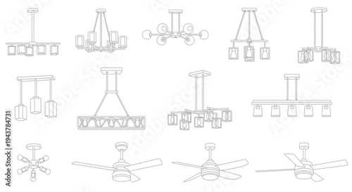 Luxury chandelier lighting set vector illustration modern ceiling lamp collection