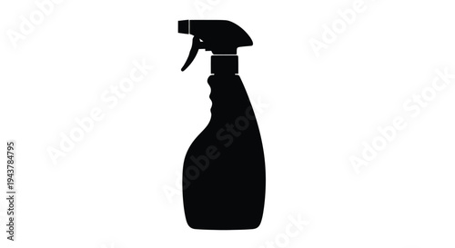 A black silhouette of a spray bottle for cleaning solutions