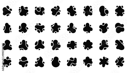 Abstract liquid blob shape set. liquid blob shape with organic splash silhouette icon