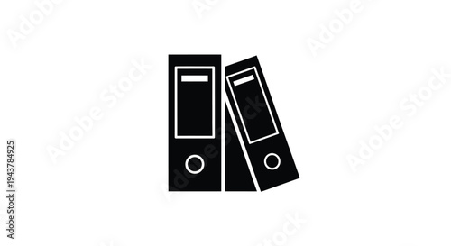 Black ring binders stand closely together a simple silhouette