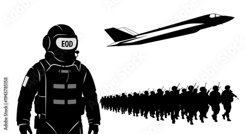 EOD Soldier, Fighter Jet, and Army Marching - Military Operations Concept