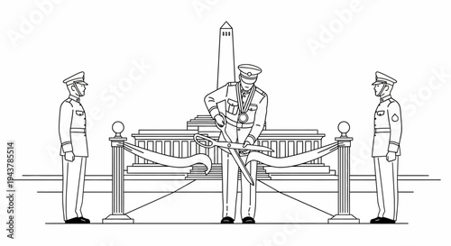 Grand Opening Ceremony: Dignitary Cuts Ribbon with Honor Guard Present