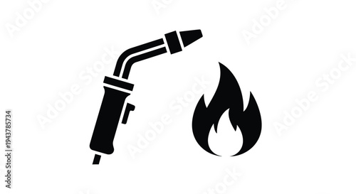 Black silhouette of a torch with flame industrial equipment silhouette