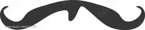 Vector mustache icon, black, isolated on white background