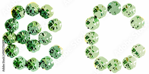 Abstract green foliage arranged in the shapes of letters f and u