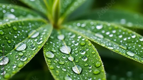 raindrops on green leaves close-up
