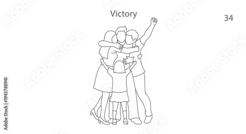 Happy Family Hugging in Victory Celebration