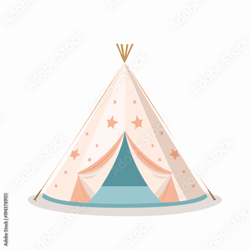 Cozy pastel teepee tent illustration for kids' playtime and nursery decor, a whimsical symbol of imaginative adventures and a comfortable hideaway for imaginative play