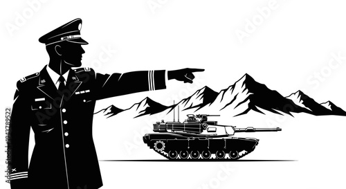 Military Commander Directs Tank in Mountainous Terrain