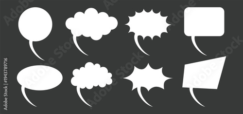 Set of comic speech bubbles on gray background. dialog boxes for comic book. abstract pop art style cartoon messages, banner, poster, sticker
