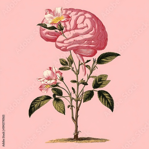Blooming Brain: Conceptual Art of Growth, Intelligence, and Floral Creativity