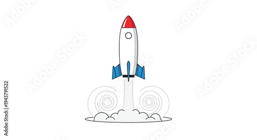 Vector rocket ship icon launch illustration