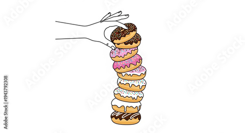 Donut Tower with Cartoon Face.