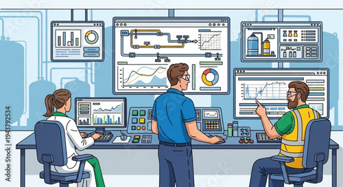 Engineers working on computer systems.