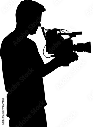 Cameraman Filming with Video Camera Silhouette