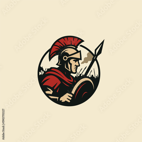 Roman Soldier in War Logo